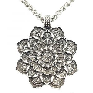 Om Yoga Lotus Fleur Pendentif Collier Religieux Bouddha Mandala Méditation Spirituel Indien Bijoux - Neuf