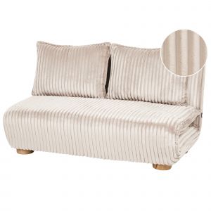 Canapé-lit 2 places ABISKO Fourrure synthétique Blanc cassé - Neuf