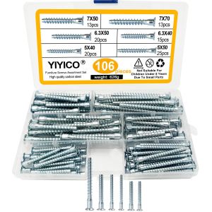 Vis D'assemblage Confirmat Vis Meuble 110Pcs 5x40 5x50 6.3x40 6.3x50 7x50 7x70 T&ecirc;te Frais&eacute;e Connecteur de Meuble Acier Galvanis&eacute; (110) - Neuf