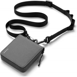 asas-Portefeuille À Deux Volets Pour Homme Avec Porte-Cartes De Crédit En Tissu Imperméable Avec Blocage Rfid,Avec Lanière Amovible Pour L'Extérieur Ou Les Voyages Quotidiens,Gris - Neuf
