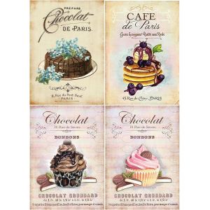 Lot De 4 Posters De Peinture Diamant 30 X 40 Cm-Peinture Diamant Gâteau Diamant-Motif Cuisine-Dessert-Peinture Diamant-Art-Broderie Au Point De Croix-Images Cadeau-Décoration - Neuf