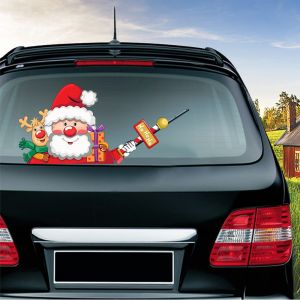 De noël à l'Arrière de pare-brise essuie-glace Set d'autocollants (M02), Imperméable à l'eau de Vinyle Autocollants et Décalcomanies de Santa Claus en Agitant Décoratif 3D Réutilisés - Neuf