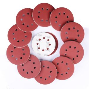 165 Pièces Rond Disques Abrasifs À Grain 40/60/80/120/150/240/320/400/600, 125 Mm Disque De Ponçage À 8 Trous De Différentes Tailles Papier Poncer Pour Ponceuse Excentrique - Neuf