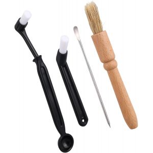 Loranka-4pcs De Brosses Nettoyage Pour Machine Caf&eacute; Set, Brosse Professionnelle Espresso Avec Manche Bois Et Poils De Sanglier Parfait Pour Lavage Des Machines Caf&eacute; - Neuf