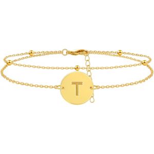 Bracelets En Or Avec Initiales Pour Femmes Et Filles, Bracelets En Couches Plaqués Or 18 Carats, Breloques Réglables, Disque De Lettres, Bijoux Cadeaux - Neuf