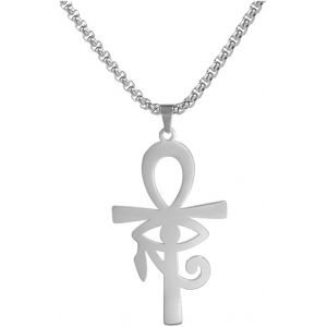 Collier Avec Pendentif Croix Ankh En Acier Inoxydable, ?il D'horus Religieux - Neuf