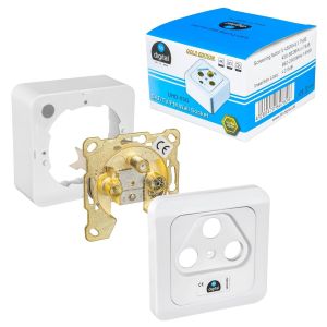 LETNERNY-1 Pr D'Antenne &Agrave; 3 Trous - Connecteurs Plaqu&eacute;s Or (Sat/Tv/Radio) Pour C&acirc;ble Coaxial Et D'Antenne Tv Full Hd - Analogique - Montage En Saillie - Neuf