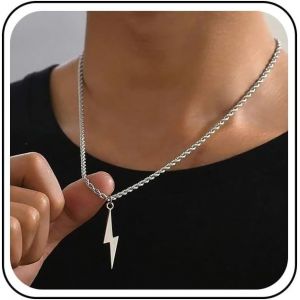 Kales-Collier Pendentif Éclair Or Collier Pendentif Tonnerre Collier Ras De Cou Chaîne Torsadée Collier Breloque Éclair Collier Chaîne Minimaliste Collier Ras De Cou Tonnerre Longue Chaîne Chandail - Neuf