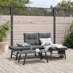 Prolenta Premium - Bancs De Jardin Avec Coussins Lot De 2 Acier Enduit De Poudre - Neuf