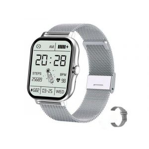Montre Connect&eacute;e Bluetooth Y13 Avec Moniteur D'activit&eacute; Et De Fr&eacute;quence Cardiaque, Argent&eacute;e - Neuf