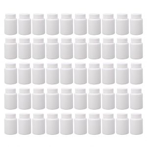 XYONG Lot de 50 flacons en plastique PET rechargeables, de qualite alimentaire, sans bavures, pour comprimes, pour l'industrie - Neuf