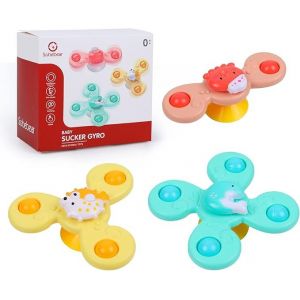 Jouets À Ventouse Pour Le Bain, Jouets Sensoriels, Hochets, Toupie Pour Bébés De 6 À 12 À 18 Mois, Cadeaux Pour Garçons Et Filles De 1 À 3 Ans (3 Pièces) - Neuf