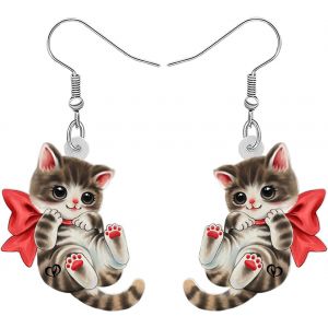 Kal-Boucles D'oreilles Pendantes En Acrylique Chat Animaux De Compagnie Mignon Pour Femmes Filles Bijoux Anime Kitten Cadeaux Pour Les Amoureux Des Chats - Neuf
