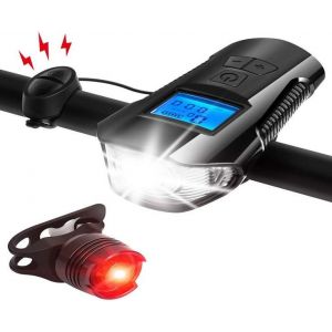 Ensemble D'&eacute;clairage De V&eacute;lo Avec Phare Avant, Feu Arri&egrave;re, Rechargeable Par Usb, &Eacute;tanche Et Klaxon Puissant - Neuf