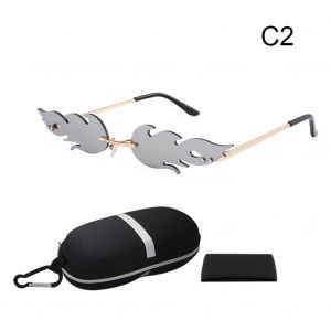 Lunettes De Soleil Sans Cadre De Mode Avec Bo&icirc;te De Rangement Ensemble Lunettes De Soleil Sans Monture Pour Hommes Femmes Argent Ext&eacute;rieur - Neuf