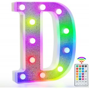Lettres Lumineuses Color&eacute;es, Lettres Lumineuses Led &Agrave; Paillettes,18 Couleurs Changeantes,Cadeau Pour Filles Et Femmes,D&eacute;corations De F&ecirc;te D'anniversaire &Agrave; Distance,No&euml;l,D&eacute;coration Murale De Table,D - Neuf
