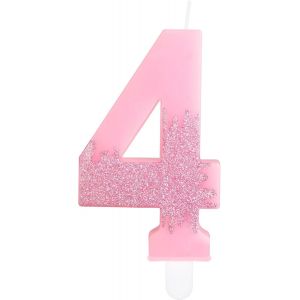 Bougies Roses Pour 4e Anniversaire,Num&eacute;ro 4,D&eacute;corations De G&acirc;teau De La Reine Des Neiges,Bougies Roses &Agrave; Paillettes Pour D&eacute;coration De G&acirc;teau D'anniversaire De Mariage Pour Filles Et Gar&ccedil;ons, - Neuf