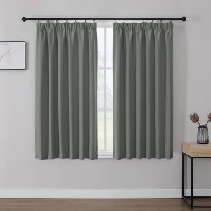 Eryi-Rideau Occultant Et Thermique Isolant Avec Galon Fronceur, Gris Clair 2 Pièces L117 X H137 Cm, Decoration Pour Fenetre Salon Chambre Et Bruit - Neuf