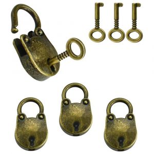 4PCS Vintage en Alliage de Zinc Cadenas 35 * 21cm Forme d'Ours Cadenas Anti-Rouille Mini Vintage Lourds Cadenas avec la Touche 6 pour les Petits Bagages Boîte de Valises Casiers à la Maison - Neuf