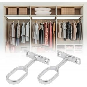 Support Tringle Penderie,Support Pour Barre Penderie Ovale,Support Barre Penderie,Support De Tige De Bride,Alliage De Zinc,Pour Armoire Penderie Vetement,Tringle Rideau Plafond,2 Pcs - Neuf