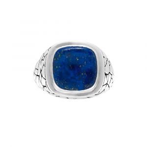 Bague En Argent Homme &Eacute;caille Pierre Lapis - Neuf