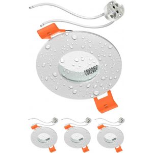 KAL-4 Pièces Cadre D'Encastrement Au Plafond Erid Pour Salle De Bain, Pièce Humide, Salle De Bain, Ip44, Rond, Blanc Mat, Douille Gu5.3 Incluse - Neuf