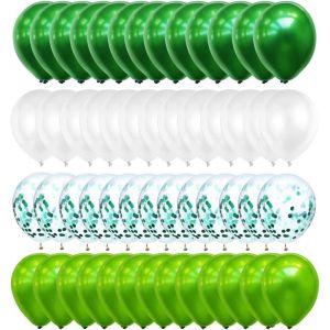 KALANKA-Ballons de Latex Vert Blanc,60 pcs Ballon Vert Foncé,Ballons de Confettis,Ballon Anniversaire,pour Cérémonie Anniversaire Mariage Communion Fête Soirée Jungle Enfants Garçons(vert) - Neuf