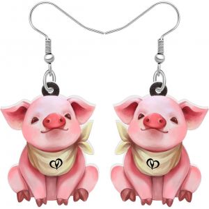 Kal-Boucles D'oreilles Acrylique Anime Cochon Rose Mignon Pendants D'oreilles Animaux Ferme Bijoux Pour Femmes Filles Enfants Cadeaux - Neuf