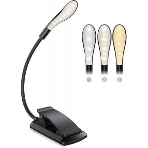 Lampe De Lecture,Lampe À Clip Rechargeable 7 Led De Lecture,Cou Flexible 360,3 Température De Couleur & - Neuf