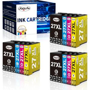 27XL Cartouches d'encre pour Epson 27 27 XL Cartouche d'encre Compatible avec Epson WF 3620 WF 7720 WF 3640 WF 7715 WF 7710 WF 7620 WF 7610 WF 7210 WF 7110 (3 Noir,3 Cyan,3 Magenta,3 Jaune) - Neuf