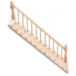 Escalier de maison de poupée brillant coins arrondis bouleau Matériel bricolage Vivd Mignon 1/12 échelle miniature escalier pour CraftsRight-Good - Neuf