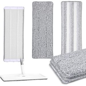 Lot de 3 serpill&egrave;res plates de rechange en microfibre s pour nettoyer les sols en bois dur, utilisation humide et s&egrave;che (blanc, gris) 33 x 11,9 cm - Neuf