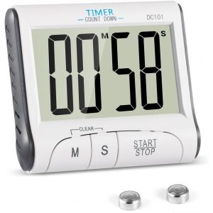Minuteur De Cuisine, Minuterie De Cuisine Électronique Magnétique Blanche, Minuterie De Cuisine Numérique 24 H Avec Alarme Sonore, Écran Lcd, Compte À Rebours, Support Magnétique - Neuf