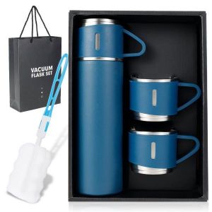 Bouteille Isotherme De 500 Ml - Tasse De Voyage À Double Paroi En Acier Inoxydable Avec Gobelets Et Brosse À Partager - Conserve Les Boissons Chaudes Et Froides - Neuf