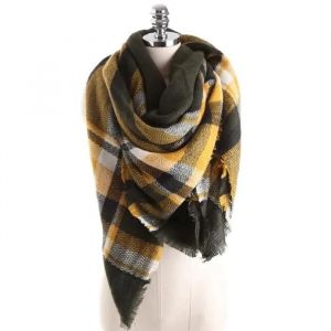 Écharpe Cachemire Plaid Femme Automne Hiver Surdimensionné Châle Couverture Douce Carreaux¿Jaune¿ - Neuf