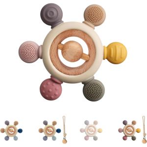 Anneau Dentition Bebe Refrigerant Avec Attache Tetine-Jouet Bebe 0-3 Mois-Produit Bebe-Accessoire Bebe Naissance-Sans Bpa-Cadeau Naissance Garcon Fille (Gouvernail B) - Neuf