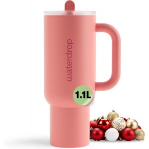 Jgd-Waterdrop&reg; Gourde Isotherme Avec Paille 1.1 Litre - Froid Pendant 12 Heures, Mug Isotherme, Tasse Isotherme Avec Poign&eacute;e, Bouteille D'eau En Acier Inoxydable - Neuf