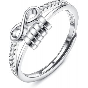 Kahfl-925 Argent Bague Anti Stress Pour Femme Bague Fidgetsterling Avec Zircon Cubique Stress R&eacute;glable Pouce &Eacute;toile De Lune Infinity Spinner Bagues D'anxi&eacute;t&eacute; Pour Fille Femme - Neuf