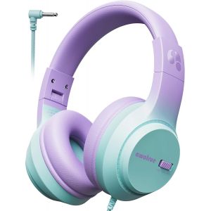 LORANKA-Casque Audio Enfant, 74/85/94dB Volume S&eacute;curis&eacute; Casque Filaire Enfant, Son St&eacute;r&eacute;o, Pliable, 3.5 mm Jack Over Ear Casque pour Enfants pour Ipad/Voyage/Tablette/T&eacute;l&eacute;phone (Violet Vert) - Neuf