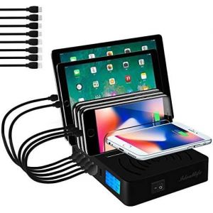 JGD-Organisateur de Station Appareils sans Fil &agrave; 8 Ports pour Plusieurs appareils, Chargeur USB Multipleavec diviseurs r&eacute;glables, Compatible avec t&eacute;l&eacute;phones, tablettes et Autres appareils - Neuf