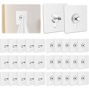 MEVRONISSHOP-30 pcs Accroche Tableau Sans Percer, Fixation Murale Attache Cadre Adh&eacute;sif Crochets, Transparente Crochet Adhesif Mural pour Accroche Cadres Photo, Peintures(2 Mod&egrave;les) - Neuf