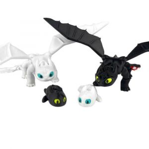 Coffret de figurines 3D de la famille Krokmou et Light Fury, Comment dresser votre dragon, 22 cm - Neuf