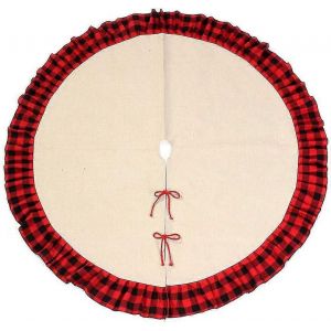 48inch Arbre De Noël Jupe Buffalo Plaid Volanté Toile De Jute Arbre Jupe Rustique Noël Décoration De Vacances - Neuf