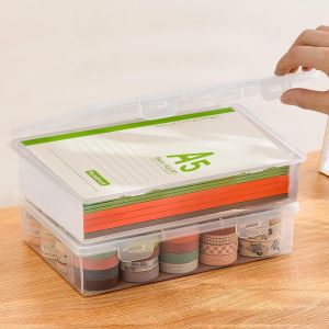 Kalanka-Lot De 2 Boîtes De Rangement En Plastique A5 Avec Couvercle - Boîte À Crayons Portable Avec Couvercle - Boîte D'archivage Portable Avec Fermeture Hermétique - Empilable Pour Papier, Papeterie - Neuf