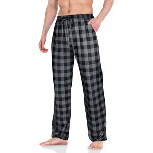 Trahoo-Pantalon Pyjama Homme, V&ecirc;tements De Nuit Et De D&eacute;tente Maison, Long De Couleur Unie/Treillis Avec Cordon De Serrage - Neuf