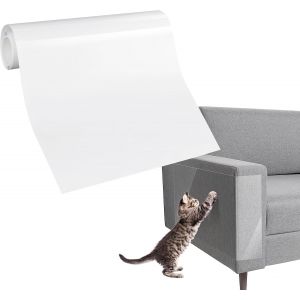 Protection Canape Chat Anti Griffe 21cm x 3m, Anti Griffe Sticker Transparent Autocollant Rouleau de Protection, Protege Canape Griffe Chat pour Meubles Porte MurTapis Comptoirs - Neuf