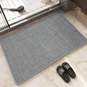 KALANKA-Tapis de bain ultra fin 40 x 60 cm, antid&eacute;rapant, tapis de bain super absorbant pour sol de salle de bain, s&eacute;chage rapide confortable, passe sous la porte, la douche, le lavabo - Gris clair - Neuf