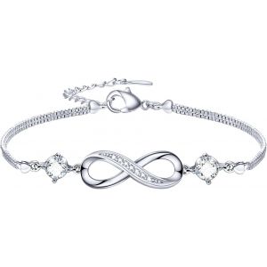 Eryi-Bracelet Femme Argent Infini - Bracelet D¿Amour Femme Réglable, Bijoux Femme Cadeaux Noël Femme Anniversaire Fête Des Mères Cadeau Maman Infinity Bracelets Silver - Neuf