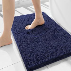 KAL-Tapis De Bain Antiderapant,Tapis Salle De Bain En Microfibre Chenille Douce,Tapis De Bain Absorbant,Lavable En Machine - - 40 X 60 Cm - Bleu Marine - Neuf