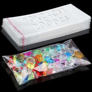 200 Pièces Sac Plastique Transparent 24x10cm Sachet Cellophane Sacs Auto-adhésifs Plastique OPP Sachet Biscuit Sachet Emballage Transparent Petits Sac Bonbon pour Chocolats Bijoux Cadeau Noel - Neuf